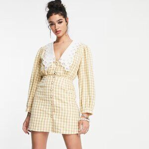 NWT Sister Jane Gingham Mini Dress Lace Collar
